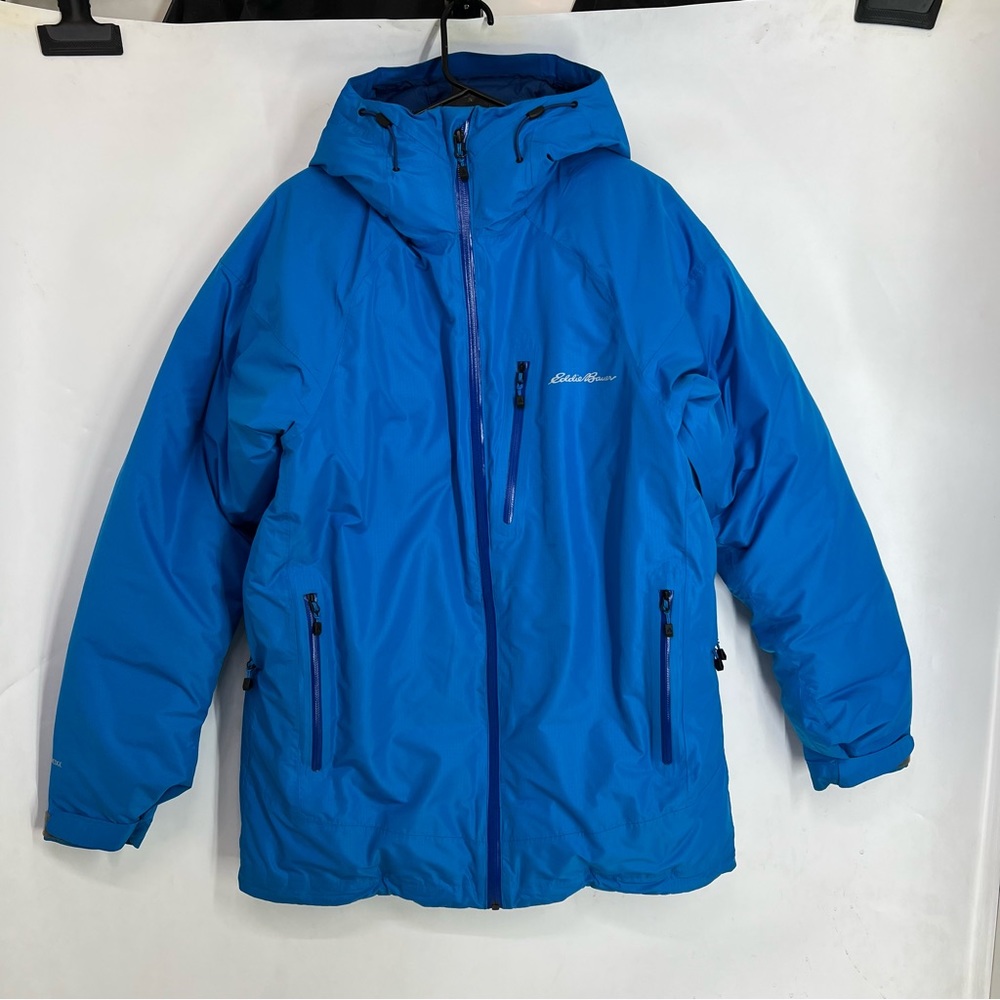 EUC Eddie Bauer BC Evertherm down jacket, men's medium, blue